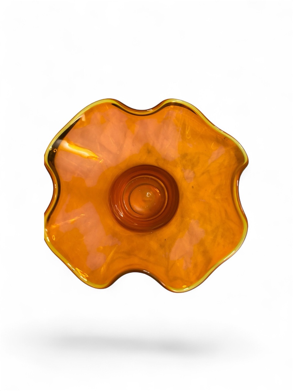 Amber Glass Ruffled Decorative Vase - hand blown
Circa 1960s-1970s - Picture 2 of 3